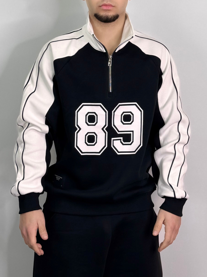 Felpa mezza zip sportiva garzata