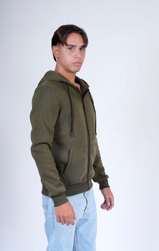 Felpa zip felpata Verde POLK