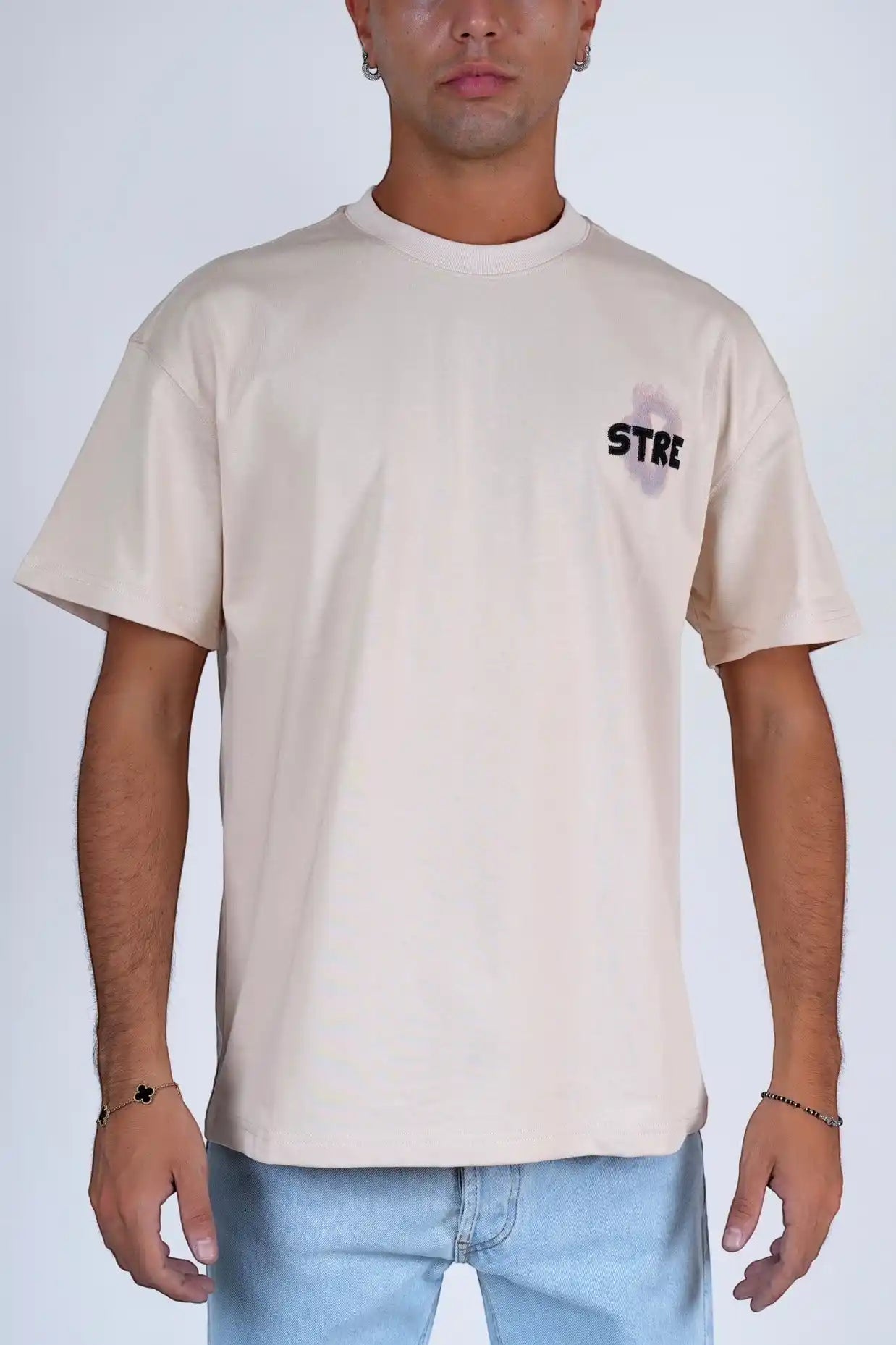 T-shirt cotone stampata e ricamata oversize