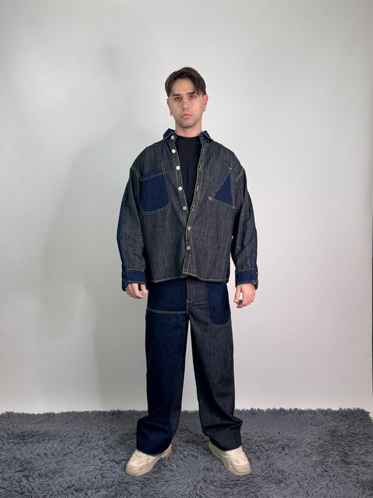 Completo jeans oversize cotone