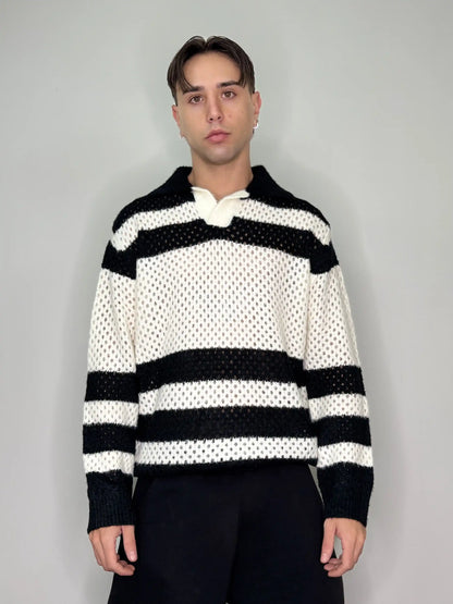 Polo traforata lunga oversize